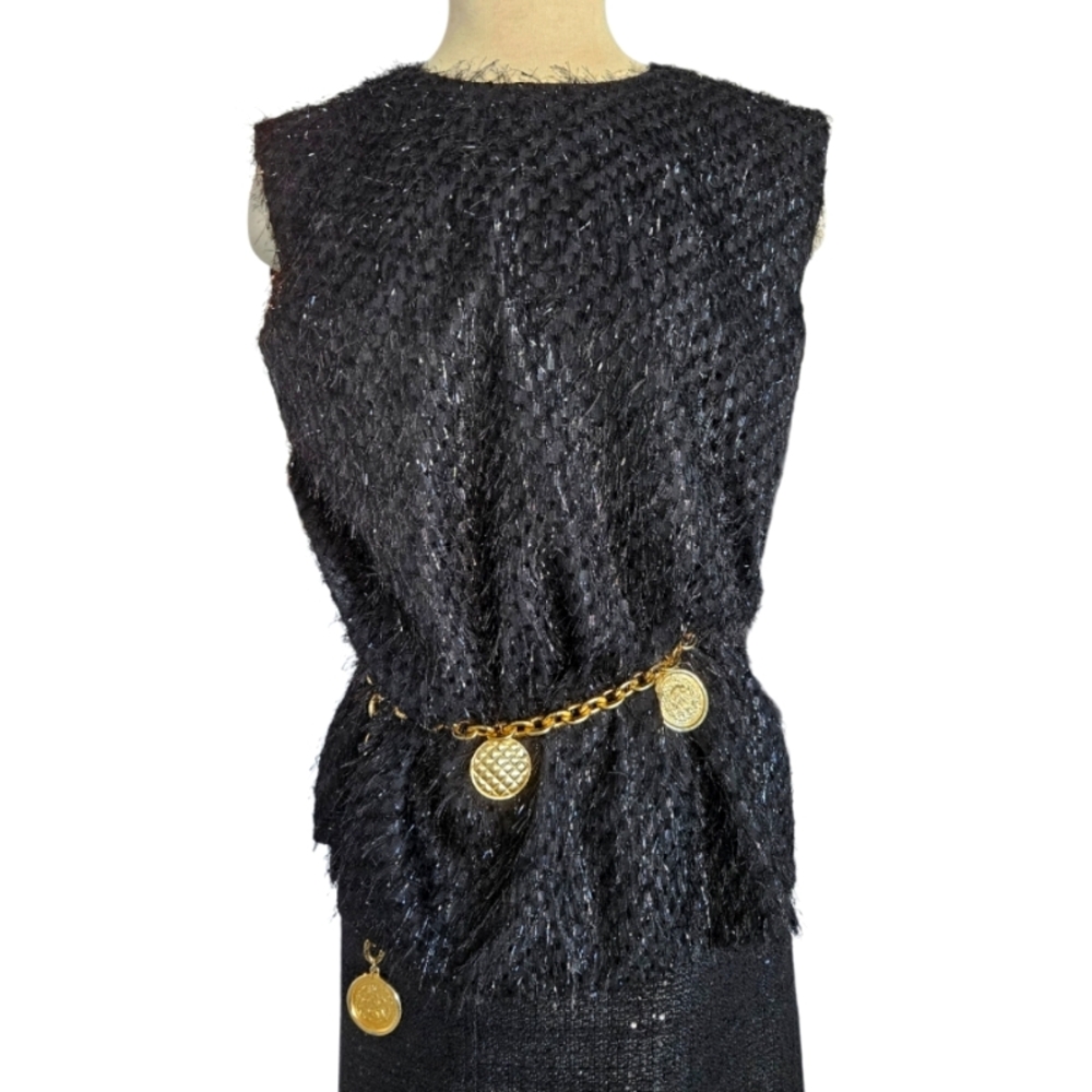 COS Fuzzy Metallic Elegant Black Sleeveless Top